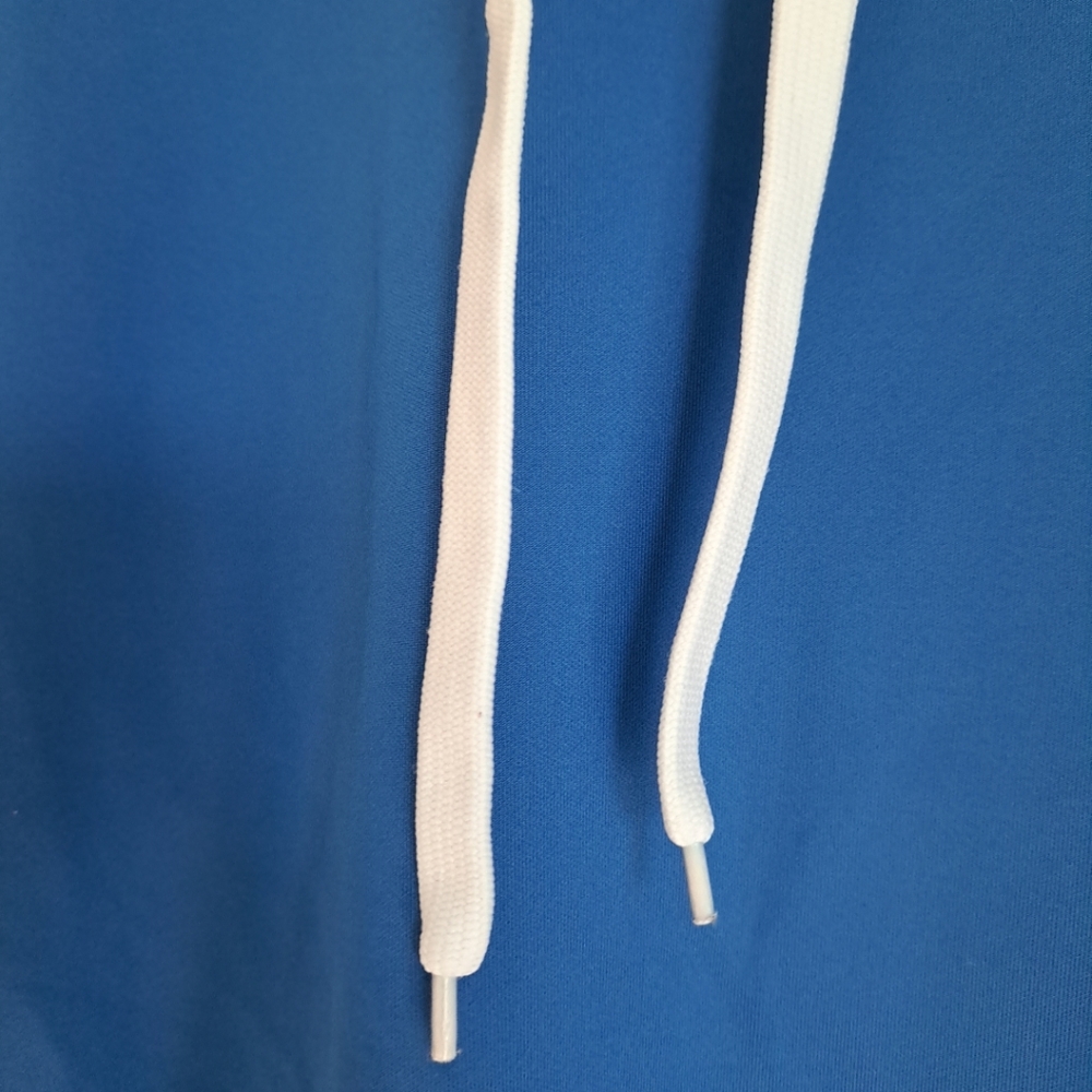 AQ Sport Women's Pullover Hoodie Sweatshirt Blue White Arm Stripes Gym Sporty S - Picture 10 of 12